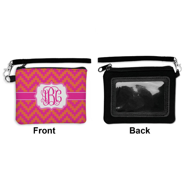 Pink & Orange Chevron Wristlet ID Cases - Front & Back