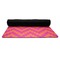 Pink & Orange Chevron Yoga Mat Rolled up Black Rubber Backing