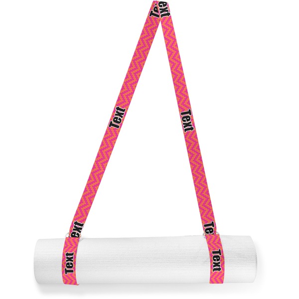 Custom Pink & Orange Chevron Yoga Mat Strap (Personalized)