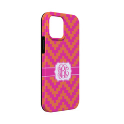 Pink & Orange Chevron iPhone Case - Rubber Lined - iPhone 13 Mini (Personalized)
