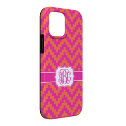 Pink & Orange Chevron iPhone Case - Rubber Lined - iPhone 13 Pro Max (Personalized)