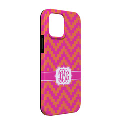 Pink & Orange Chevron iPhone Case - Rubber Lined - iPhone 13 Pro (Personalized)