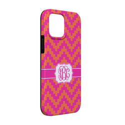 Pink & Orange Chevron iPhone Case - Rubber Lined - iPhone 13 (Personalized)