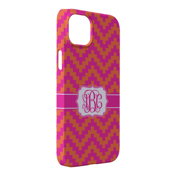Custom Pink & Orange Chevron iPhone Case - Plastic - iPhone 14 Plus (Personalized)