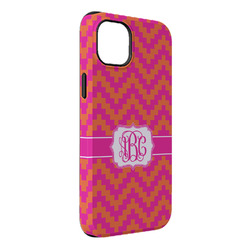 Pink & Orange Chevron iPhone Case - Rubber Lined - iPhone 14 Plus (Personalized)