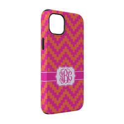 Pink & Orange Chevron iPhone Case - Rubber Lined - iPhone 14 Pro (Personalized)