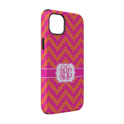 Pink & Orange Chevron iPhone Case - Rubber Lined - iPhone 14 (Personalized)