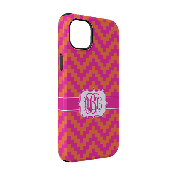 Custom Pink & Orange Chevron iPhone Case - Rubber Lined - iPhone 14 (Personalized)