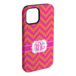 Pink & Orange Chevron iPhone Case - Rubber Lined - iPhone 15 Pro Max (Personalized)