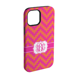 Pink & Orange Chevron iPhone Case - Rubber Lined - iPhone 15 Pro (Personalized)
