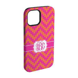 Pink & Orange Chevron iPhone Case - Rubber Lined - iPhone 15 (Personalized)