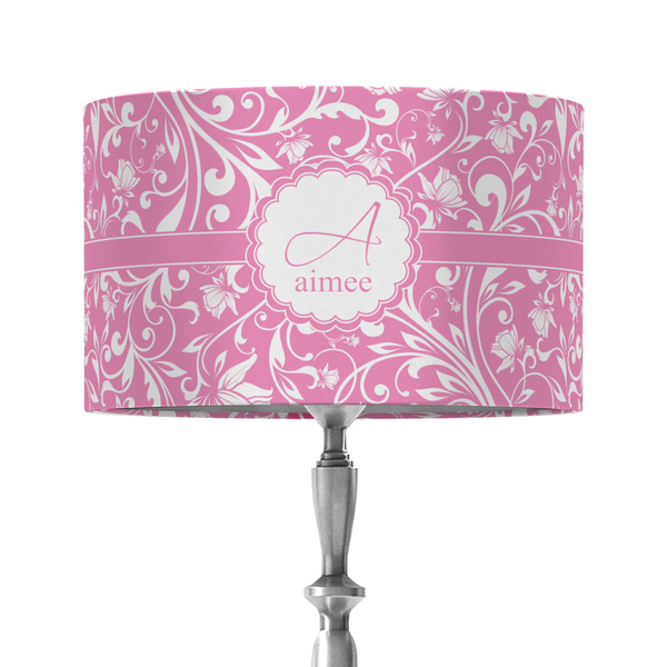 Floral Vine 12" Drum Lampshade - ON STAND (Fabric)