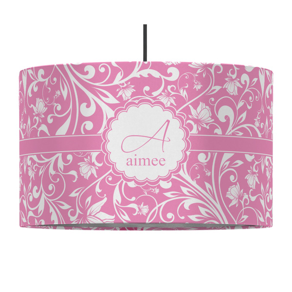 Custom Floral Vine 12" Drum Pendant Lamp - Fabric (Personalized)