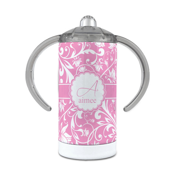 Custom Floral Vine 12 oz Stainless Steel Sippy Cup (Personalized)