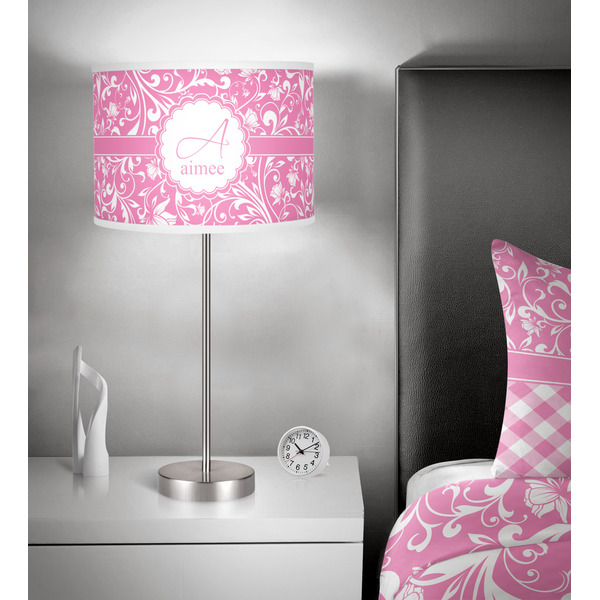 Floral Vine 13 inch drum lamp shade - in room