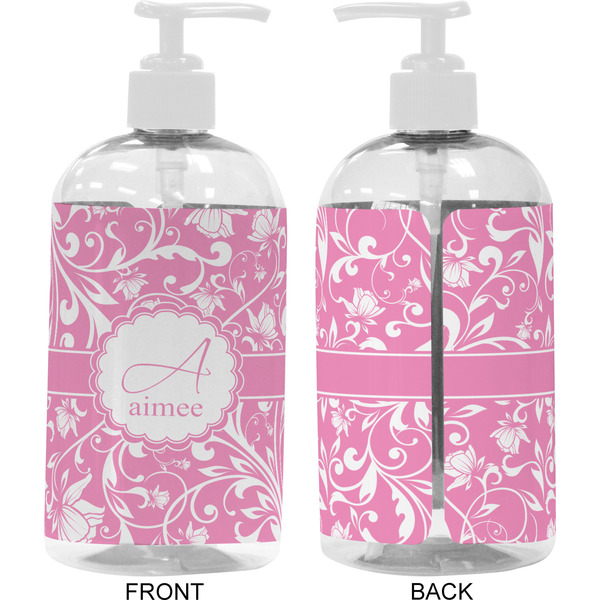 Floral Vine 16 oz Plastic Liquid Dispenser- Approval- White