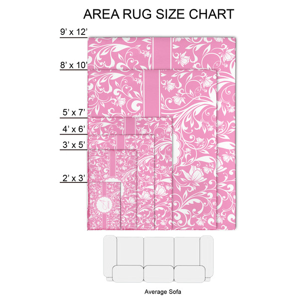 Floral Vine 2'x3' Indoor Area Rugs - Size Chart