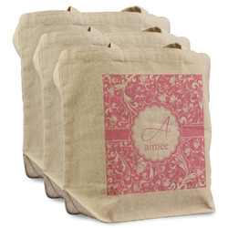 Floral Vine Reusable Cotton Grocery Bags - Set of 3 (Personalized)