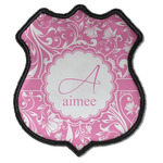 Floral Vine Iron On Shield Patch C w/ Name and Initial