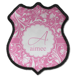 Floral Vine Iron On Shield Patch C w/ Name and Initial