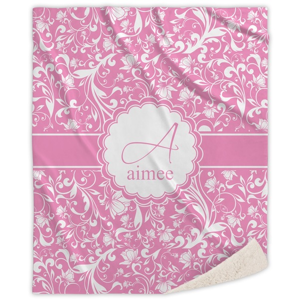 Custom Floral Vine Sherpa Throw Blanket (Personalized)
