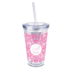 Floral Vine 16oz Double Wall Acrylic Tumbler with Lid & Straw - Full Print (Personalized)
