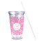 Floral Vine Acrylic Tumbler - Full Print - Front straw out