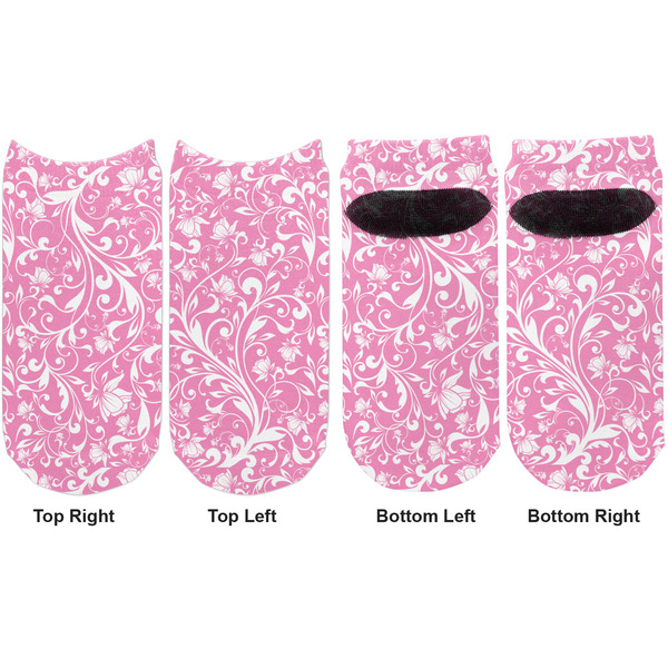 Floral Vine Adult Ankle Socks - Double Pair - Front and Back - Apvl