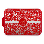 Floral Vine Aluminum Baking Pan with Red Lid (Personalized)