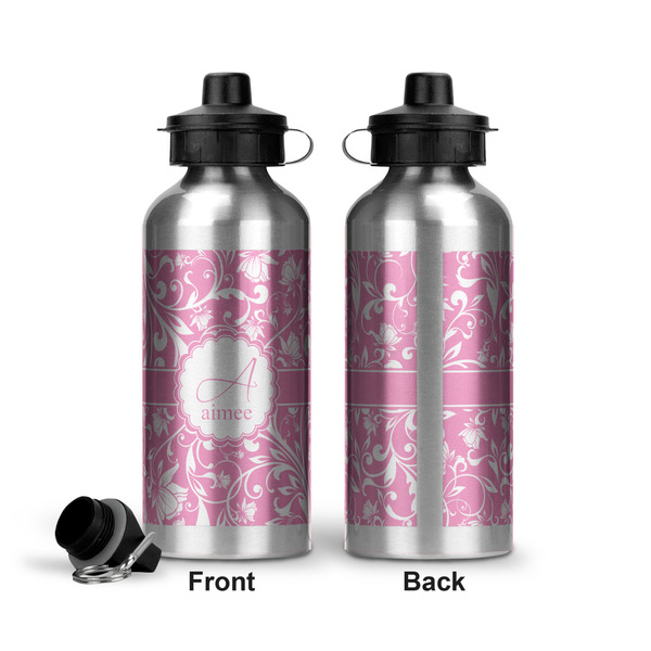 Floral Vine Aluminum Water Bottle - Front and Back
