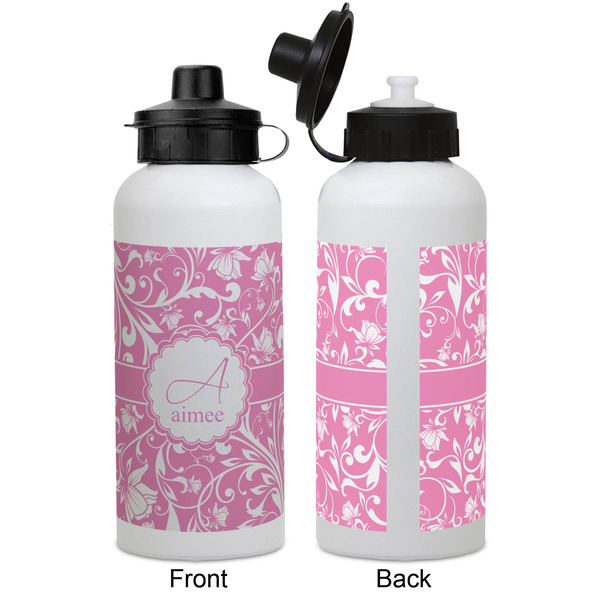 Floral Vine Aluminum Water Bottle - White APPROVAL