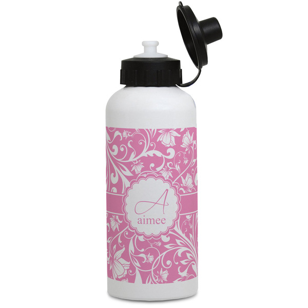Custom Floral Vine Water Bottles - Aluminum - 20 oz - White (Personalized)