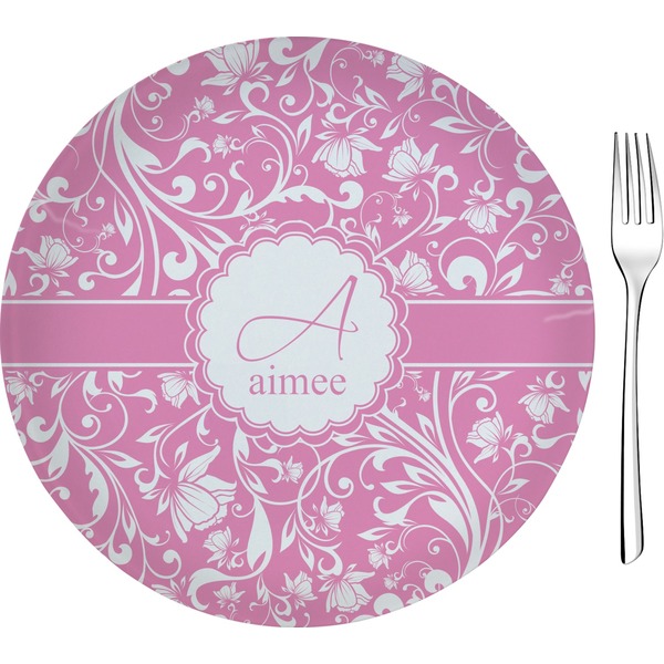 Custom Floral Vine Glass Appetizer / Dessert Plate 8" (Personalized)