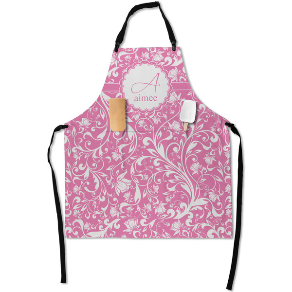 Custom Floral Vine Apron With Pockets w/ Name and Initial