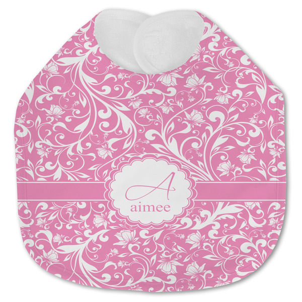 Custom Floral Vine Jersey Knit Baby Bib w/ Name and Initial
