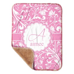 Floral Vine Sherpa Baby Blanket - 30" x 40" w/ Name and Initial