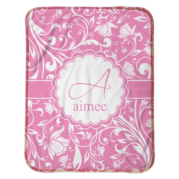 Floral Vine Baby Sherpa Blanket - Flat