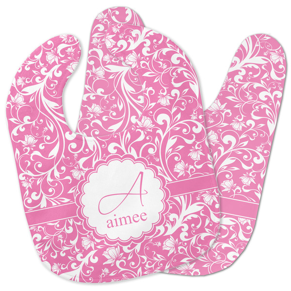 Custom Floral Vine Baby Bib w/ Name and Initial