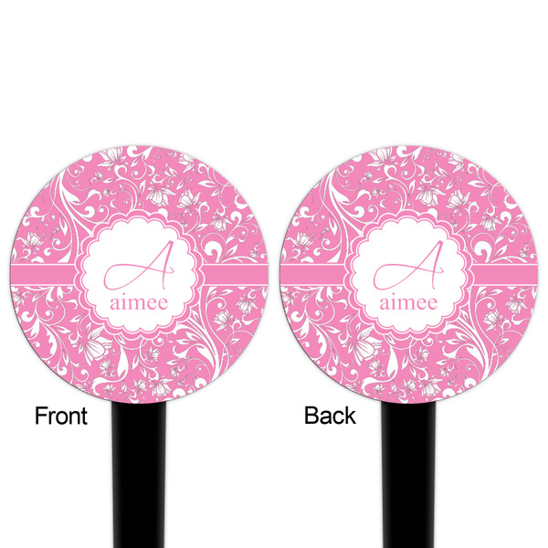 Floral Vine Black Plastic 4" Food Pick - Round - Double Sided - Front & Back