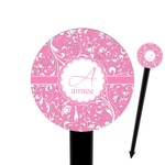 Floral Vine 6" Round Plastic Food Picks - Black - Single Sided (Personalized)