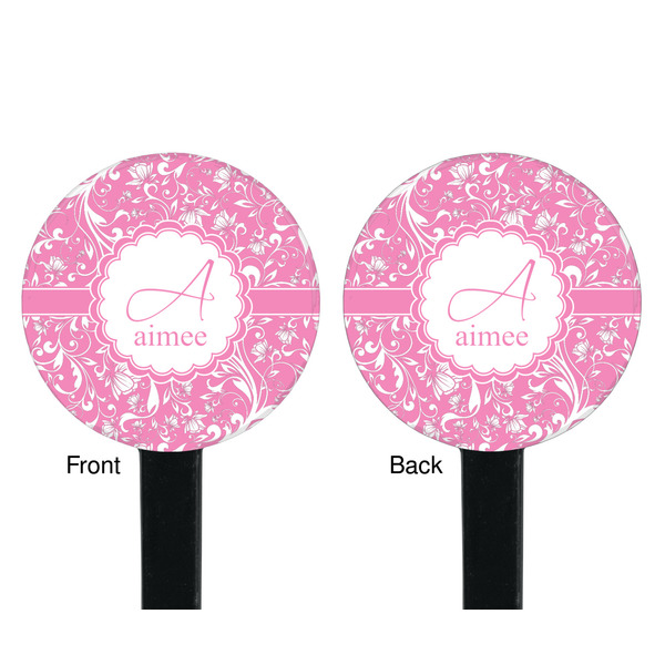 Floral Vine Black Plastic 7" Stir Stick - Double Sided - Round - Front & Back