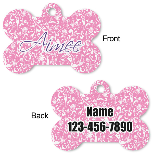 Floral Vine Bone Shaped Dog ID Tag - Large - Approval