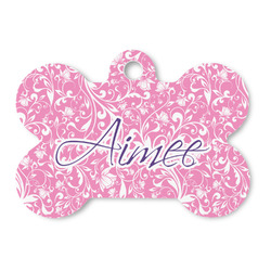 Floral Vine Bone Shaped Dog ID Tag - Large (Personalized)