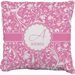 Floral Vine Faux-Linen Throw Pillow 16" (Personalized)