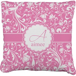 Floral Vine Faux-Linen Throw Pillow 18" (Personalized)