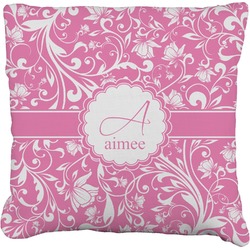 Floral Vine Faux-Linen Throw Pillow 20" (Personalized)