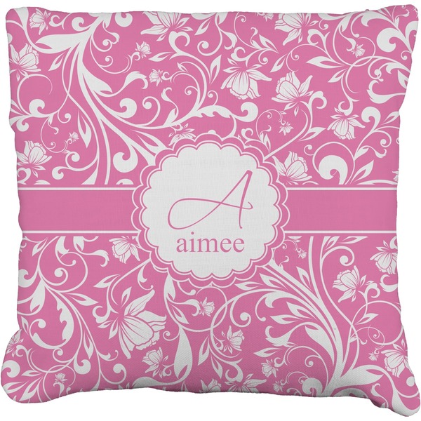 Custom Floral Vine Faux-Linen Throw Pillow 20" (Personalized)