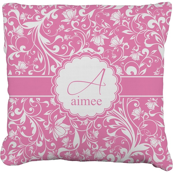 Custom Floral Vine Faux-Linen Throw Pillow (Personalized)