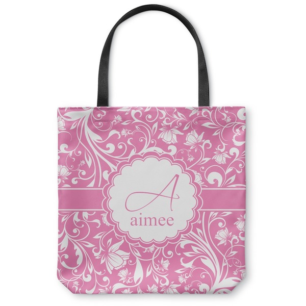 Custom Floral Vine Canvas Tote Bag - Large - 18"x18" (Personalized)
