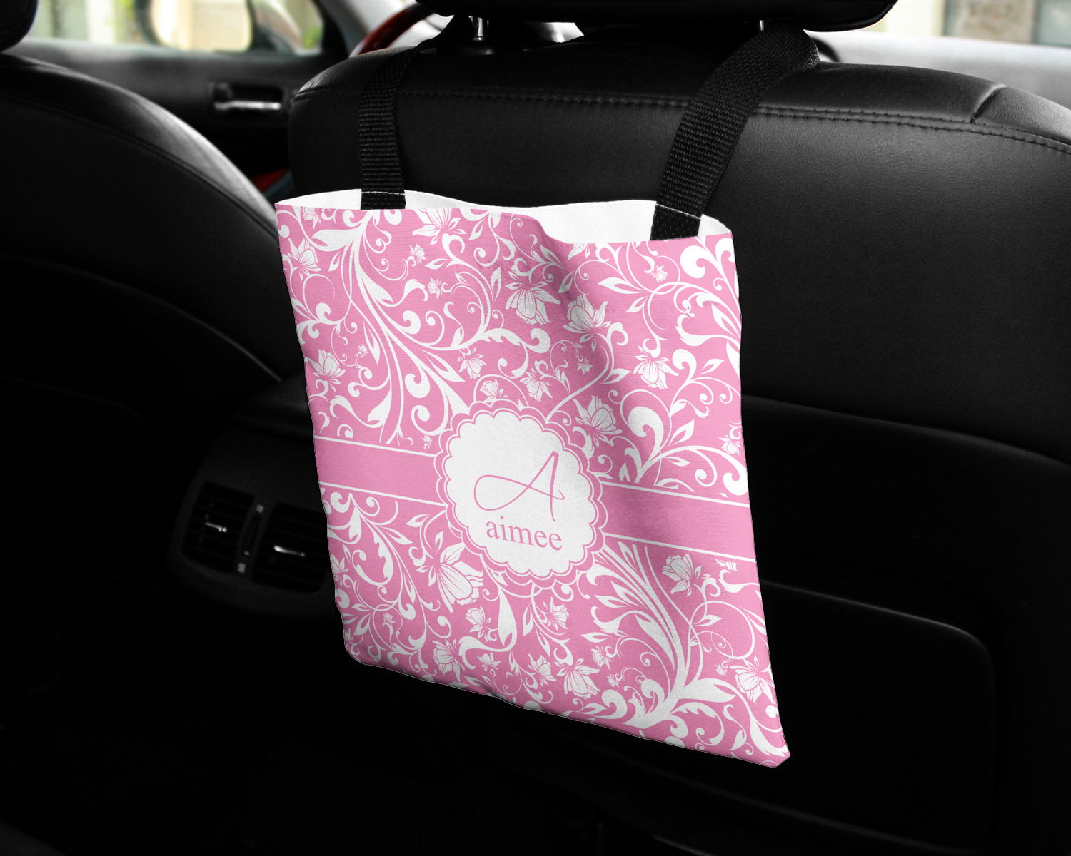 Custom Floral Vine Auto Back Seat Organizer Bag (Personalized